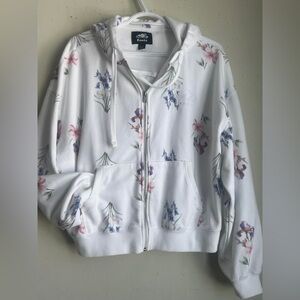 Roots Women's White Hoodie with Floral Design